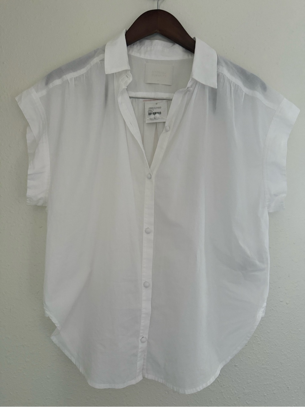 Citizens of Humanity White Short Sleeve Button-Up Blouse Size Small New